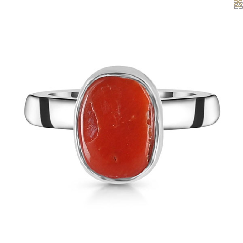 Jaipur Gemstone 9.25 ratti red coral natural & original stone moonga silver  ring Sterling Silver Coral Silver Plated Ring Price in India - Buy Jaipur  Gemstone 9.25 ratti red coral natural &