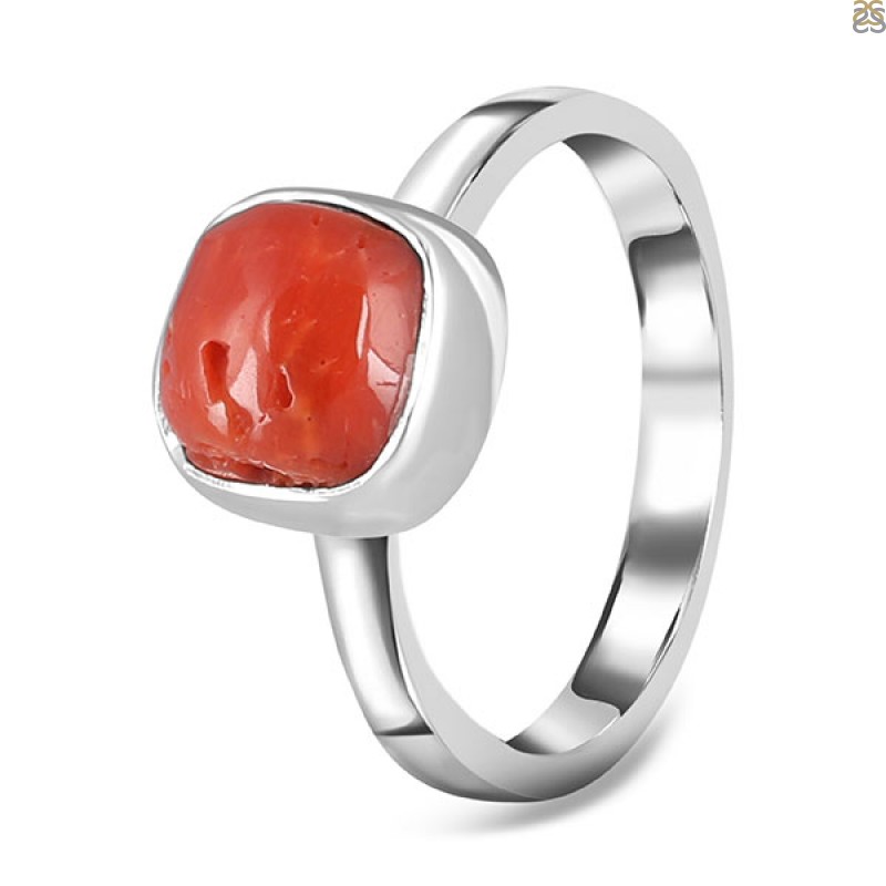Natural Coral Gemstone Men's Ring - Shraddha Shree Gems