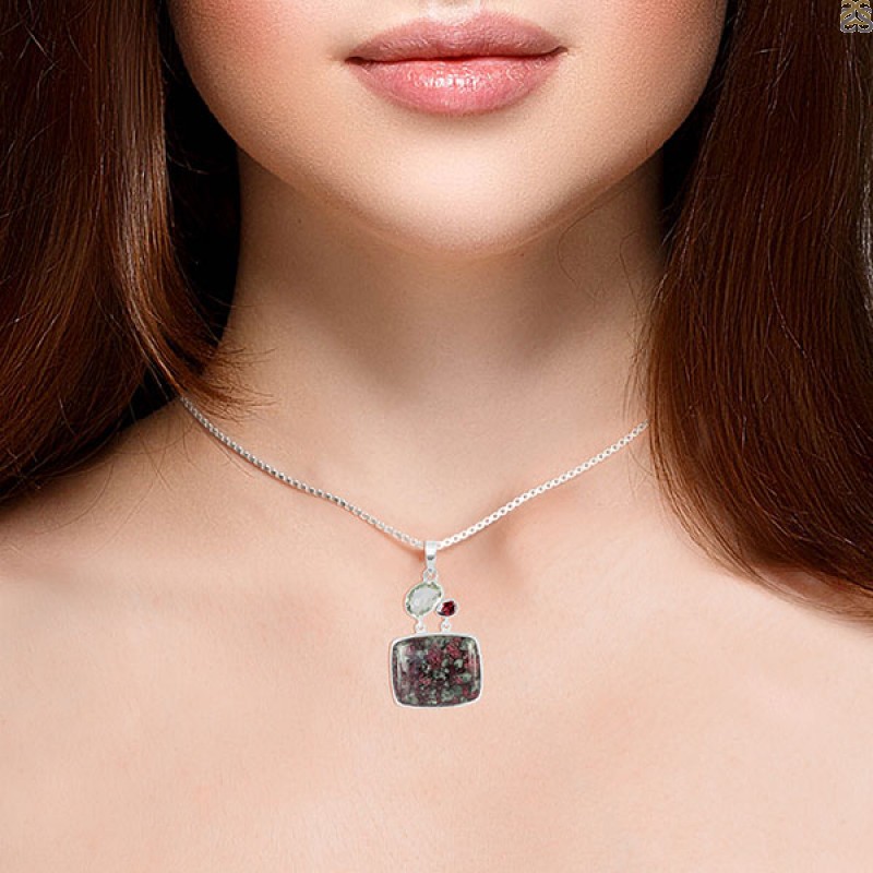 Buy Multi Gemstone Pendants Garnet Amethyst Morganite Peridot Promise Party  Necklaces Pendants (Silver Color) at Amazon.in