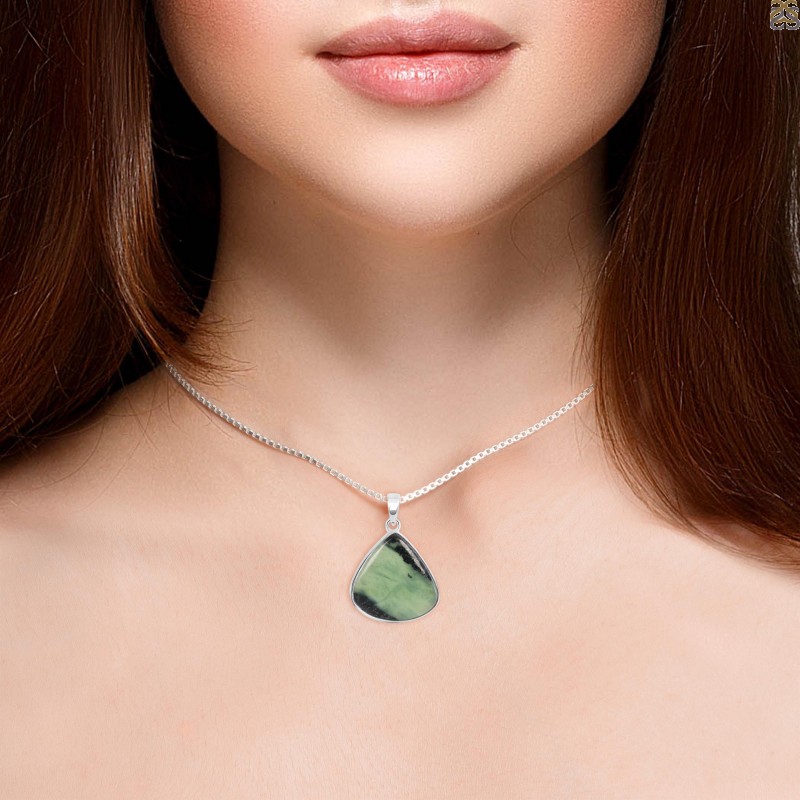Green Nephrite Jade & Prehnite Necklace - Gemstone Therapy Institute