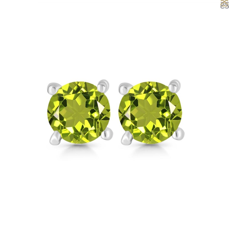 9ct Gold Peridot Earrings Green Studs Solitaire – OJewellery