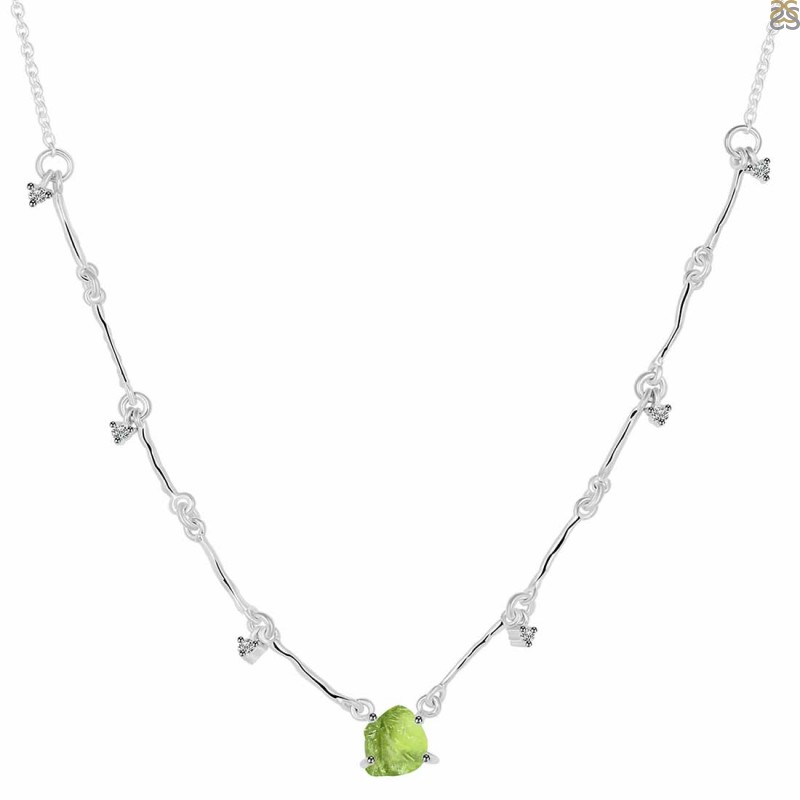 Dainty Peridot Necklace August Birthstone Jewelry Gift For Her Gemstone  Necklace - Silver or Gold Pearl peridot necklace