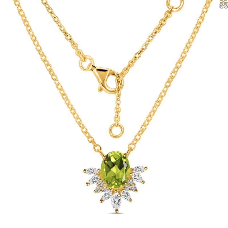 Sapphire Peridot Butterfly Necklace - 14K White Gold |JewelsForMe