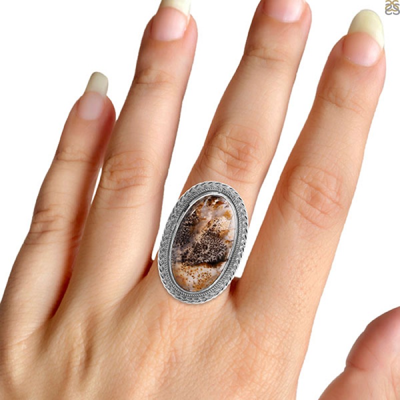 Russian Dendritic Agate Ring-R-Size-8