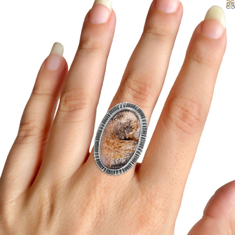 Russian Dendritic Agate Ring-R-Size-9