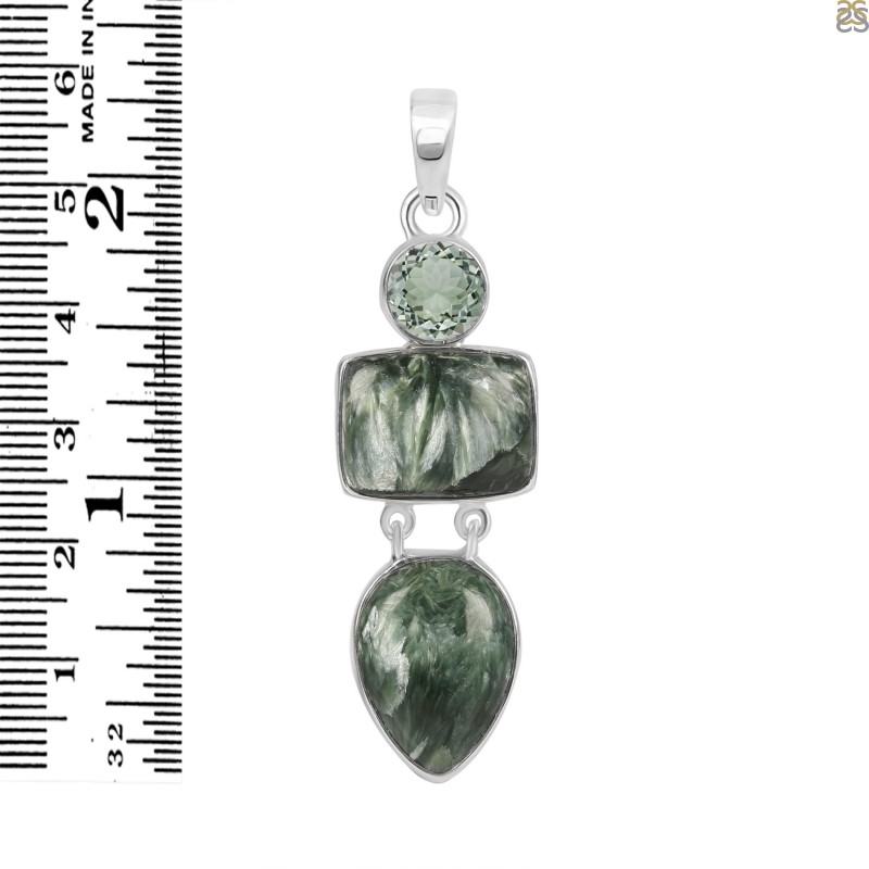 Seraphinite/Green Amethyst Pendant-2SP SER-1-282