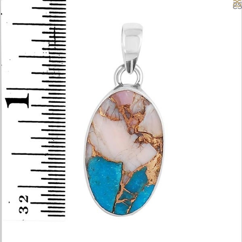 Blue Oyster Turquoise Pendant-SP TRO-1-143