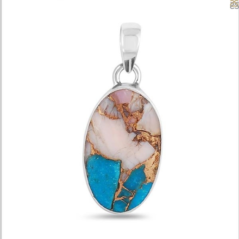 Blue Oyster Turquoise Pendant-SP TRO-1-143