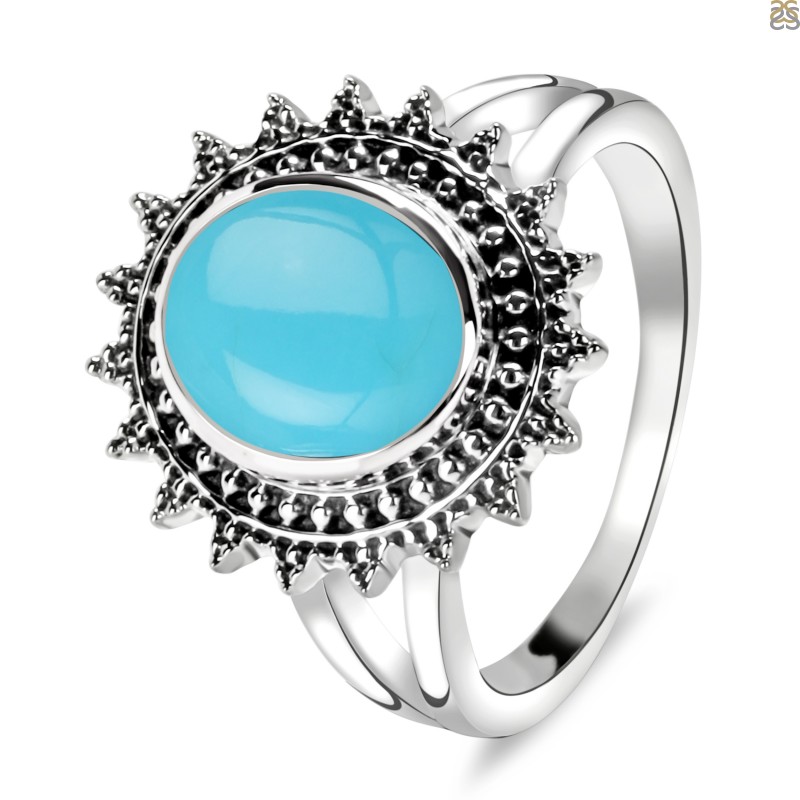Turquoise Sterling Silver Ring (Design A6) | GemPundit