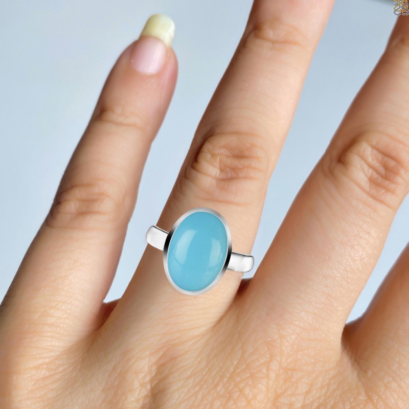 Silver Plated Adjustable Blue Turquoise 3.25 Ratti Stone Ring in size 16 To  30 - 55carat - 3690854