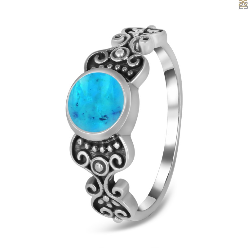 Turquoise Sterling Silver Ring (Design A4) | GemPundit