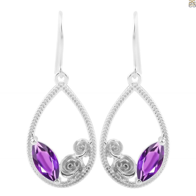 Sterling Silver Amethyst Earrings at Wholesale Prices from Rananjay Exports