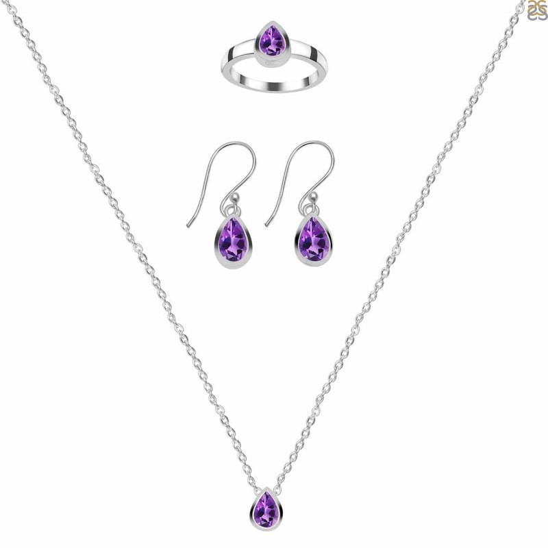 Women Wedding Purple Necklace Pendant Earrings Ring Bracelet 925 Sterling  Silver | eBay