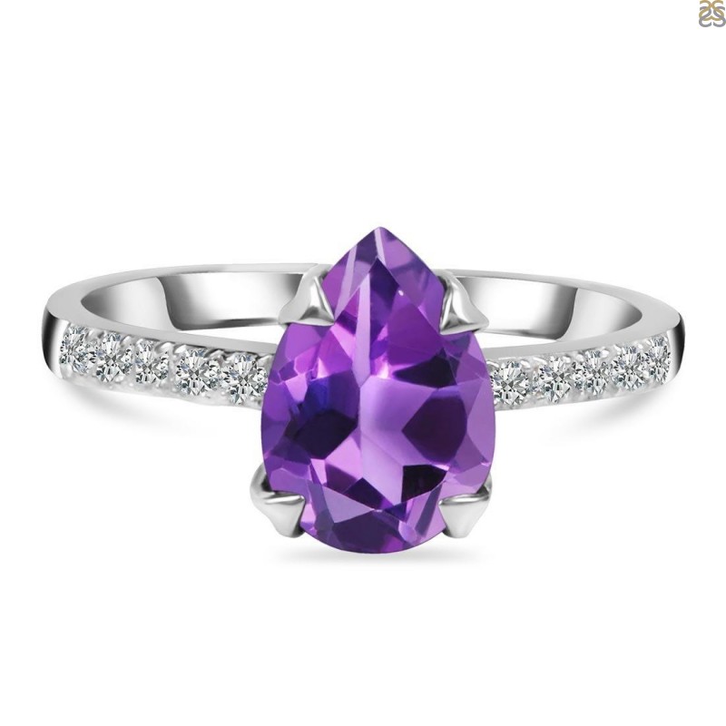 Tirafina 9 x 7 Amethyst (1-3/4 ct. t.w.) and White Topaz (1/4 ct. t.w.) Ring  in Sterling Silver Jewelry store on line