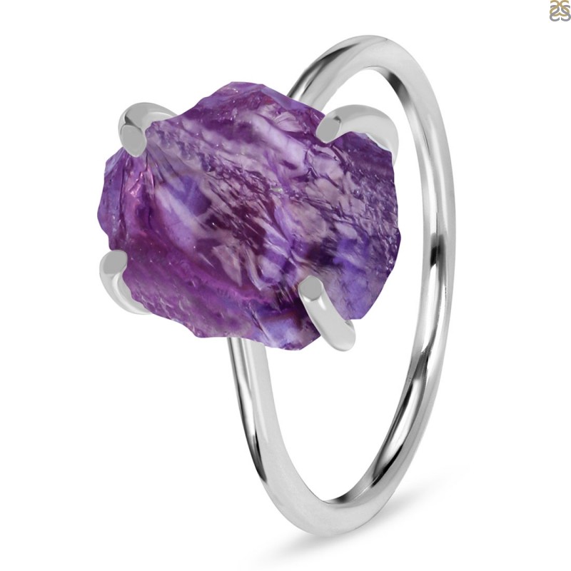 Amethyst Raw Crystal Ring