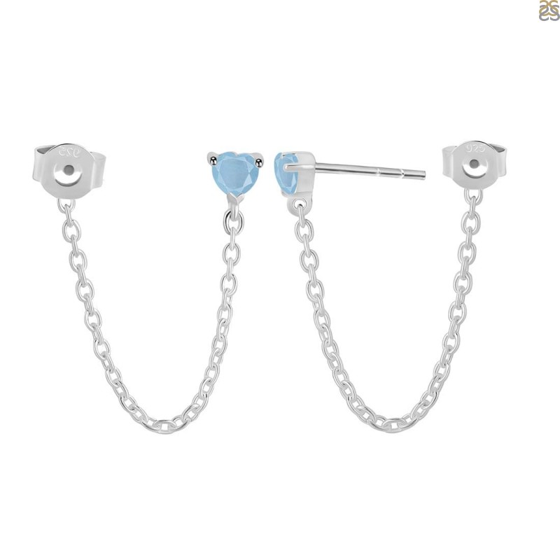 Aquamarine Chain Stud Earring