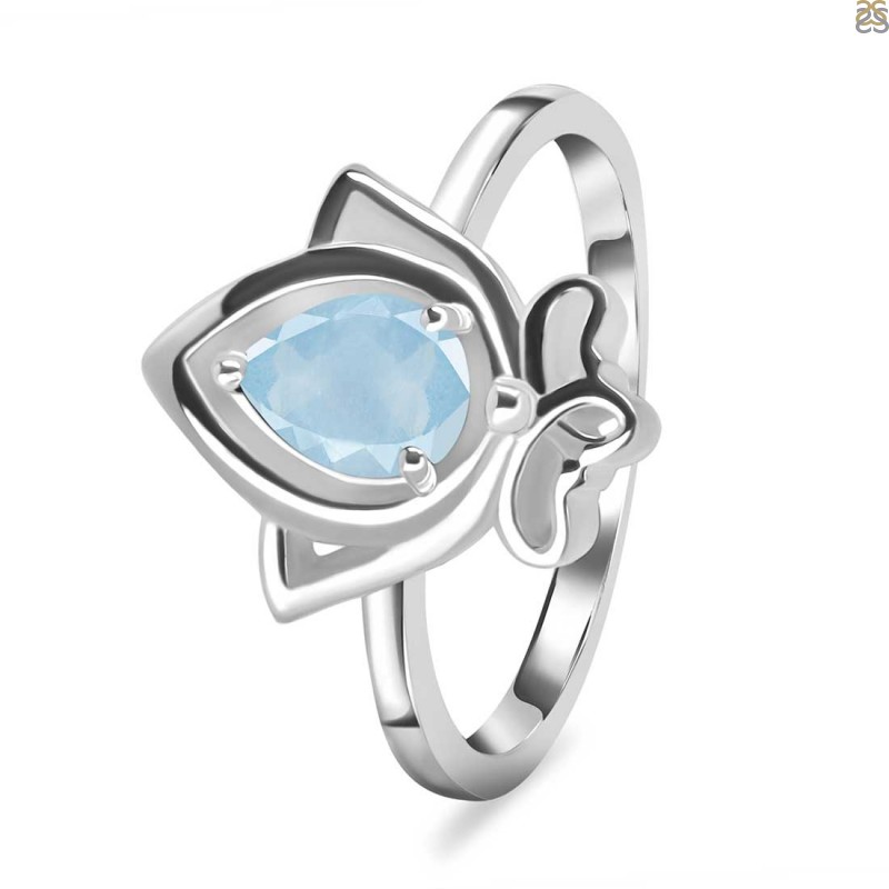 Aquamarine Lotus Ring