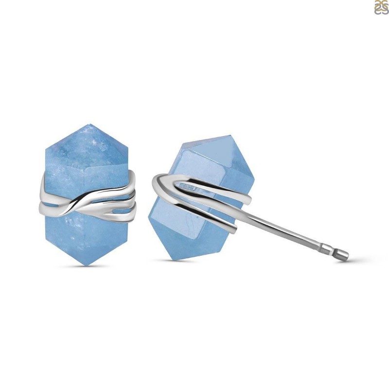 Aquamarine Pencil Stud Earring