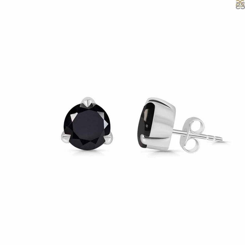 Black Tourmaline Stud Earring