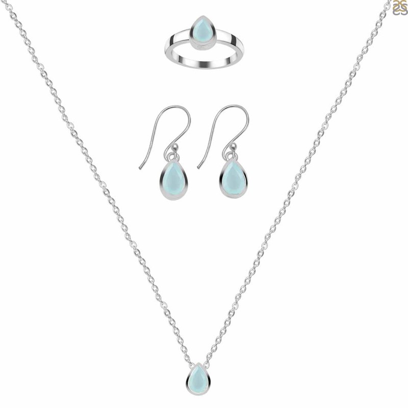  Blue Chalcedony Jewelry Set