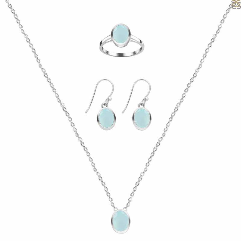  Blue Chalcedony Jewelry Set