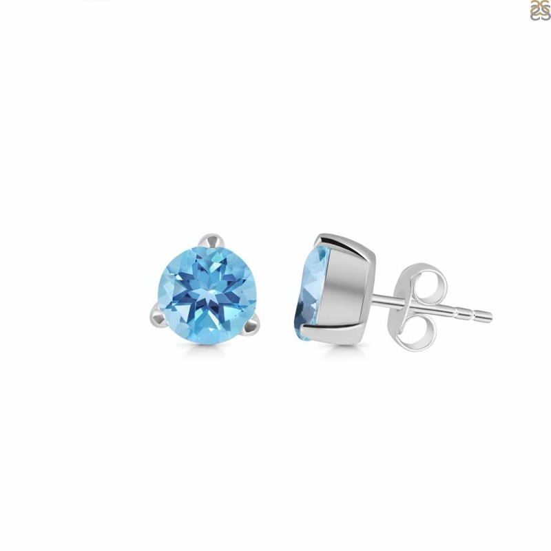 Blue Topaz Stud Earring