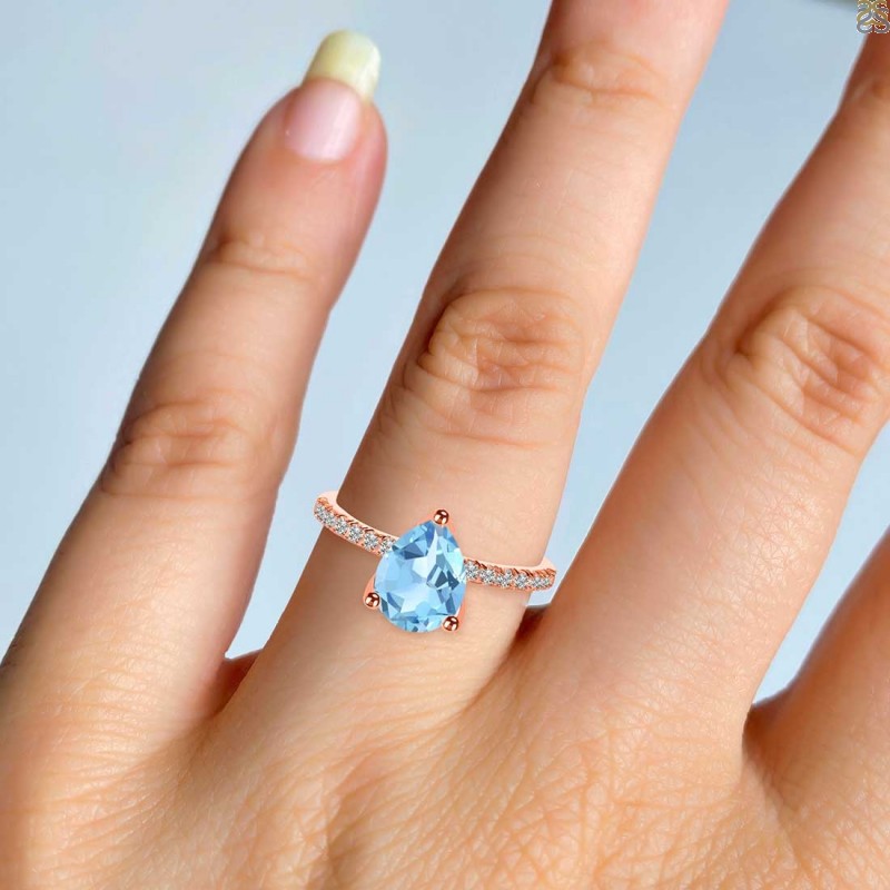 Blue Topaz Ring with Diamond Accents in 10K White Gold – Ann-Louise  Jewellers