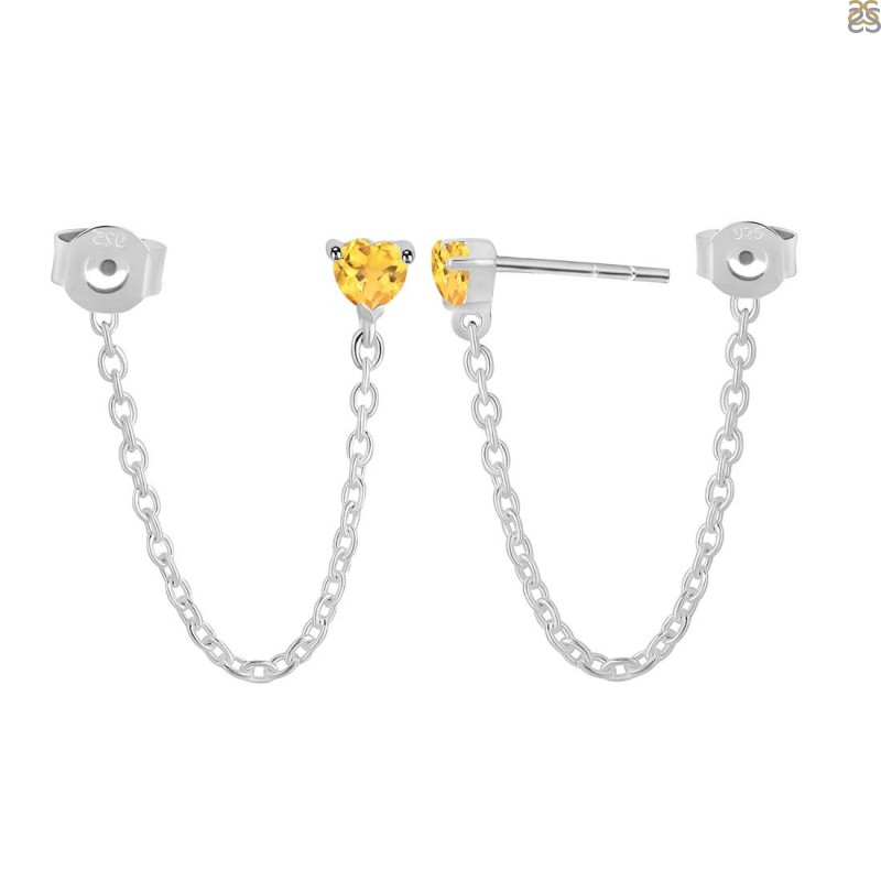 Citrine Chain Stud Earring