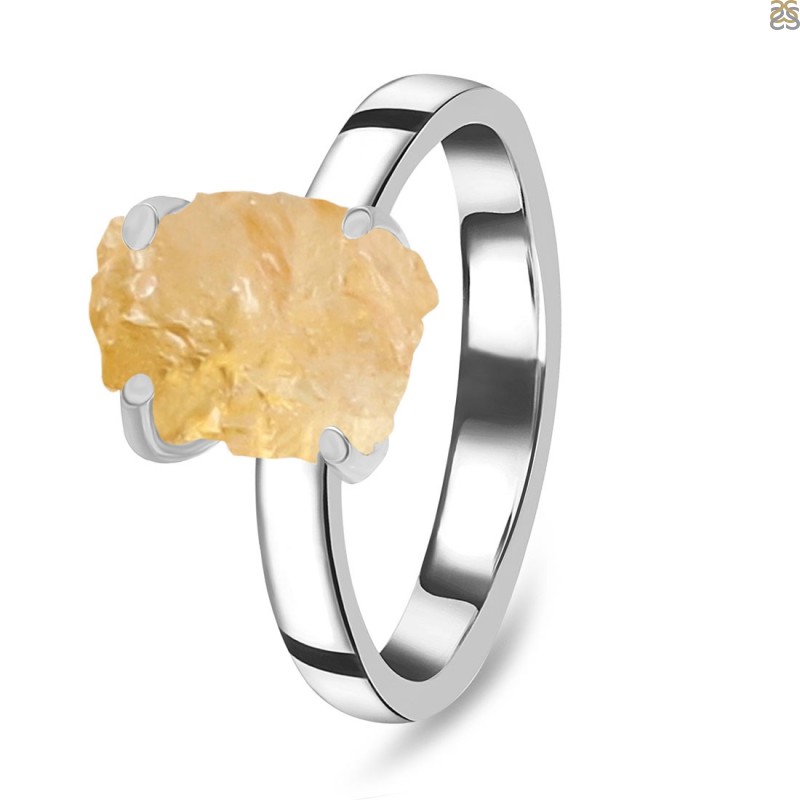 Citrine Raw Crystal Ring