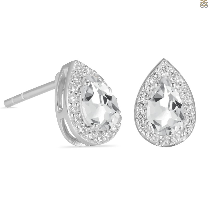 Crystal  & White Topaz Stud Earring