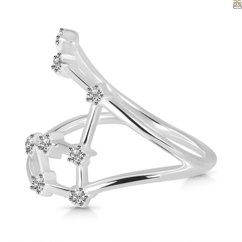 Aries Zodiac Star Constellation With Cubic Zirconia Ring