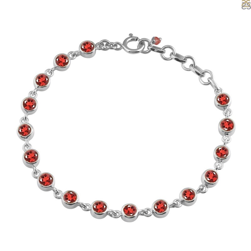 Garnet silver bracelet red garnet gomed bracelet