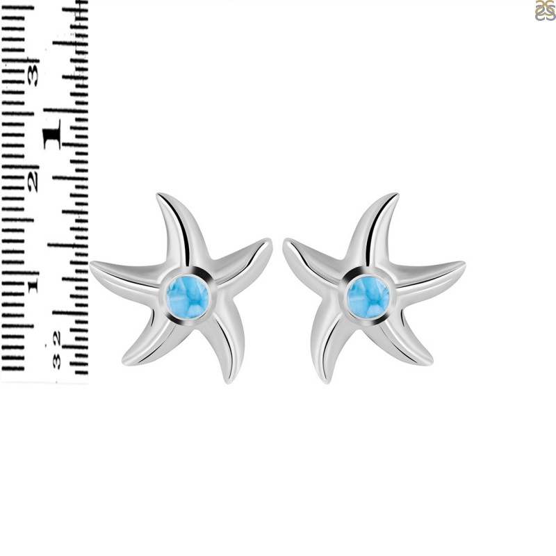 Larimar Star Fish Stud Earring LAR-RUE-1.