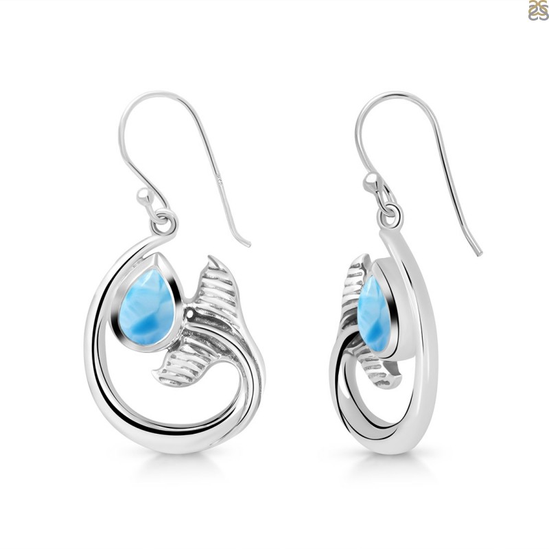 Larimar Whale Tail Earring