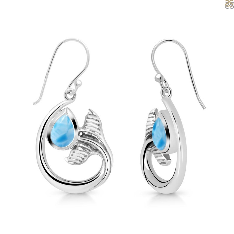 Larimar Whale Tail Earring