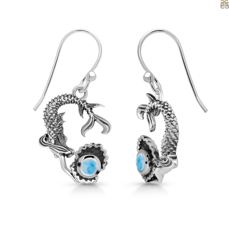 Larimar Mermaid & Oyster Earring