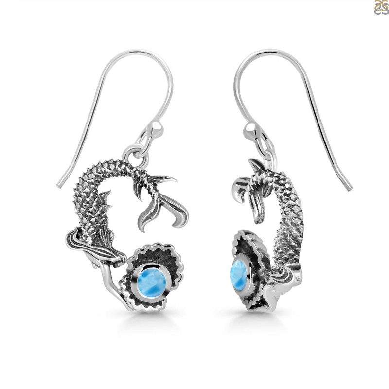 Larimar Mermaid & Oyster Earring