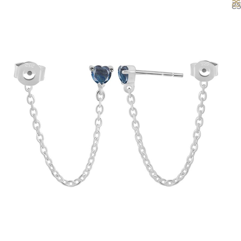 Labradorite Chain Stud Earring
