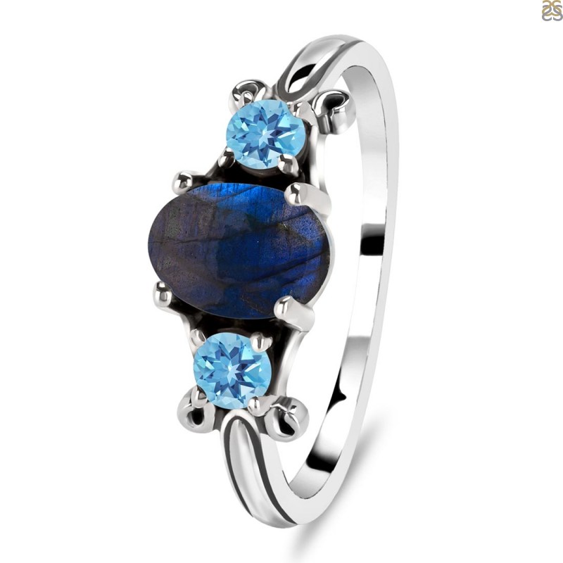 Labradorite & Blue Topaz Ring