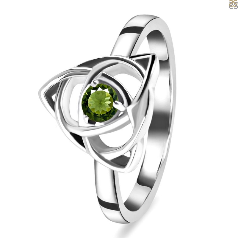 Moldavite Triquetra Ring