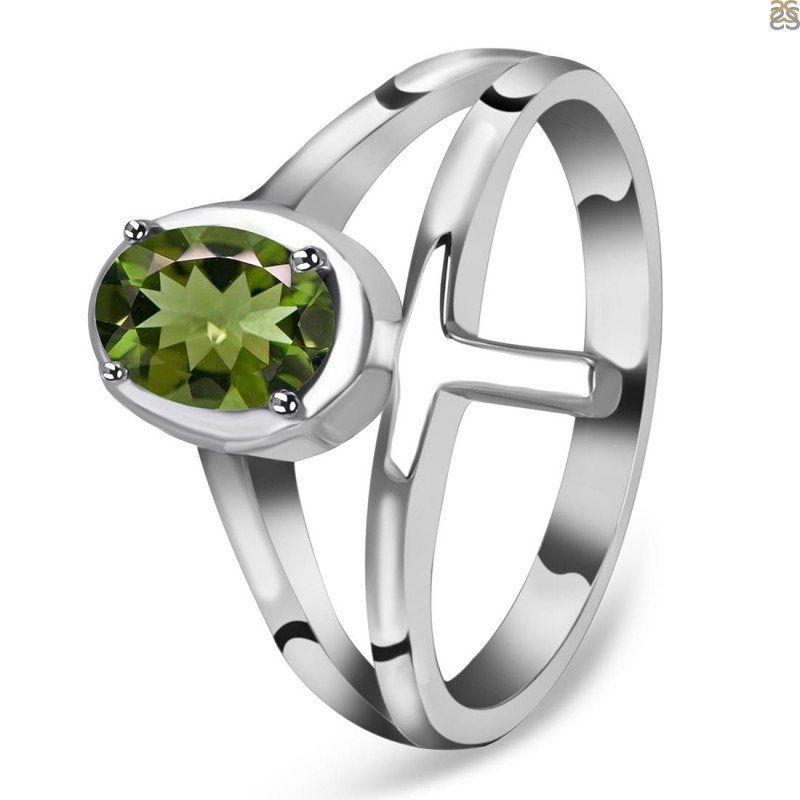 Moldavite Holy Cross Ring