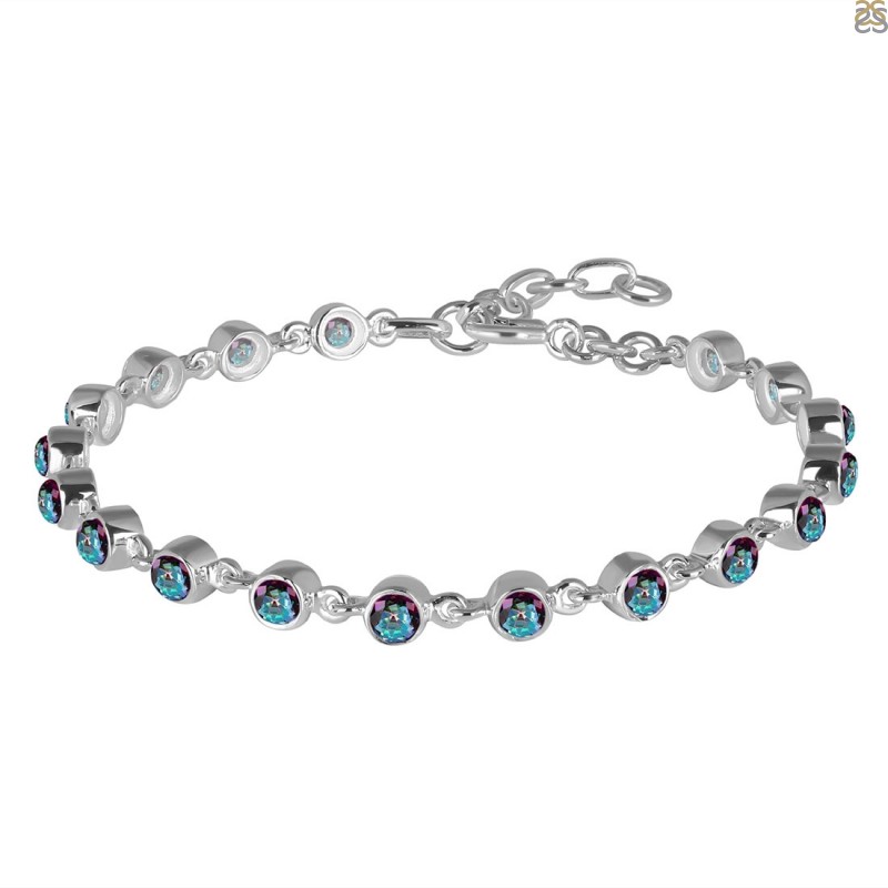 Five Stone Bezel Set Blue Topaz Bracelet – Amy Gambill Designs