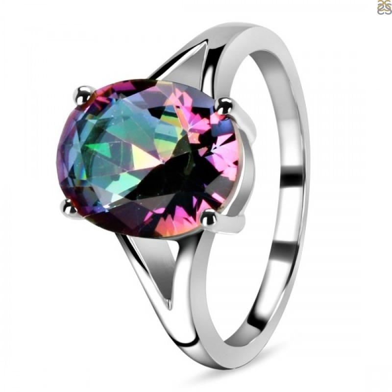 Classic Oval Mystic Topaz Engagement Ring | LUO