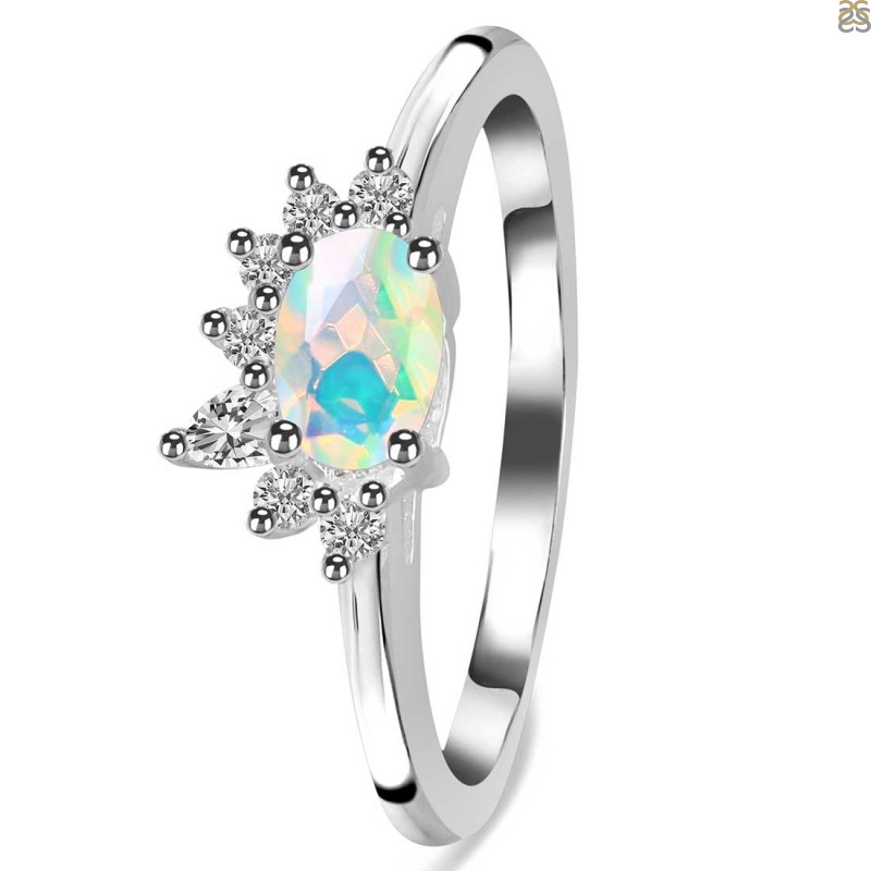 Opal & White Topaz Ring
