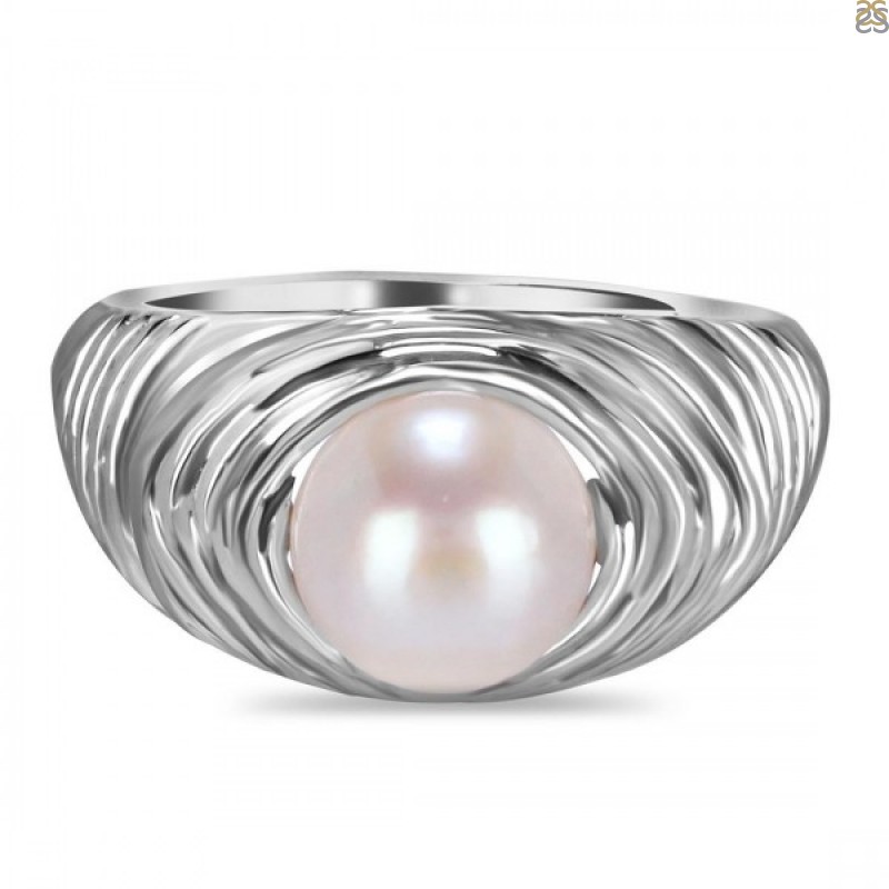 Diamonique Cultured Pearl Ring, Platinum Clad - QVC.com