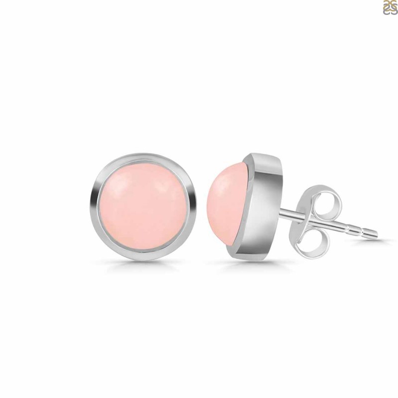 Pink Opal Stud Earring