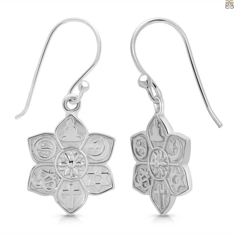 Unity Of Religions Plain Silver Earring