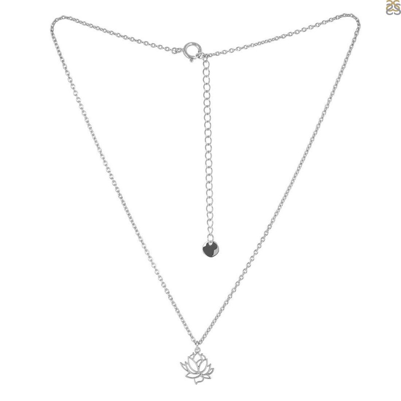 Plain Silver Lotus Necklace