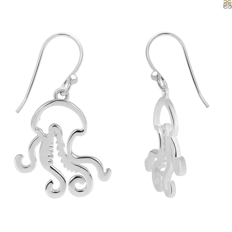 Plain Silver Octopus Earring 