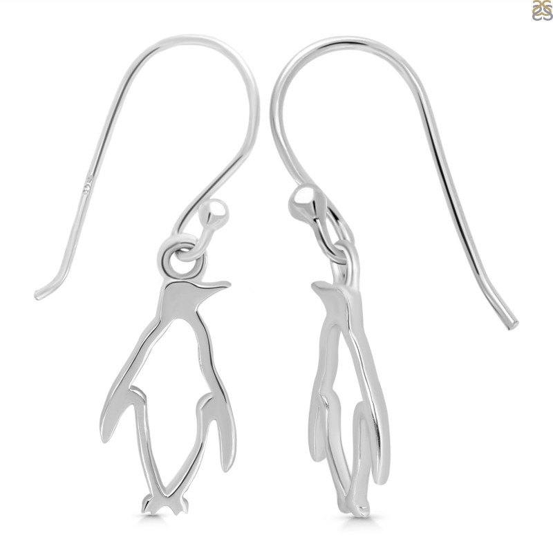 Plain Silver Penguin Earring 